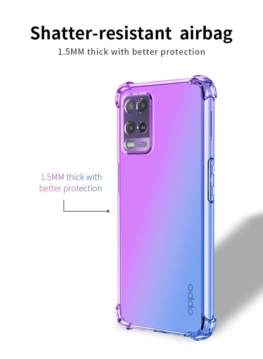 DABUNA Funda para OPPO A54 4G Case Uso Rudo,Transparente Colores Degradados Protectora de Cámara Anticaída Carcasa Bumper(Púrpura Azul)