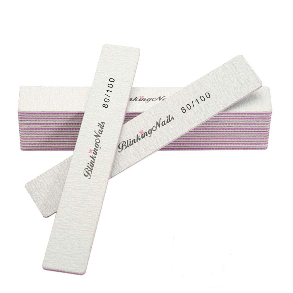 10 limas de uñas de grano 80/100/180 profesionales para uñas naturales, de doble cara, lavables, desechables, para manicura o salón de manicura, 80/100 10pcs