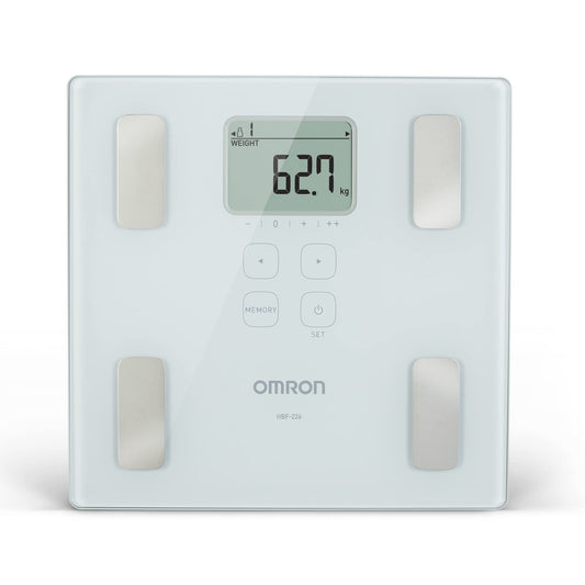 Báscula Digital Omron Blanca con Medición Precisa y 6 Indicadores
