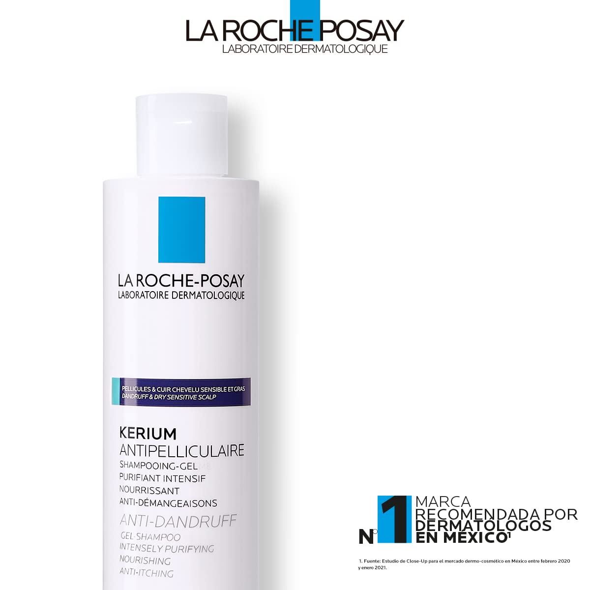 Shampoo La Roche Posay Kerium Caspa Grasa Anti-Caspa para Cuero Cabelludo Sensible