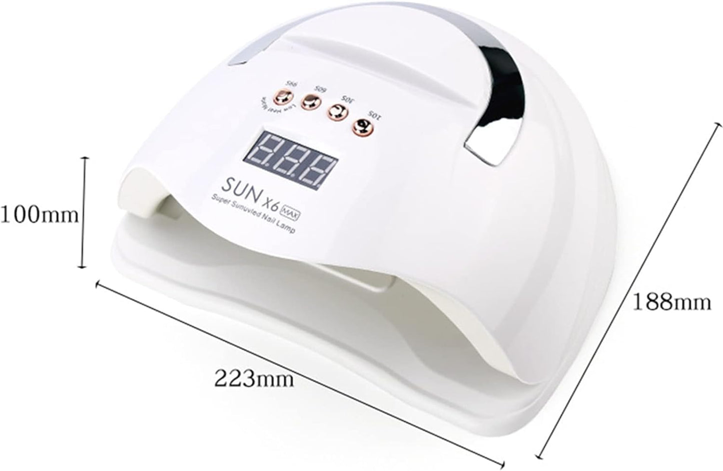 CARYWON - Lámpara de Uñas, 200W 45 UV LED Lámpara de Uñas para Esmalte de Gel, Secador de Uñas con 4 Ajustes de Temporizador y Pantalla LCD, Lámpara de gel de Curado Portátil más Rápido
