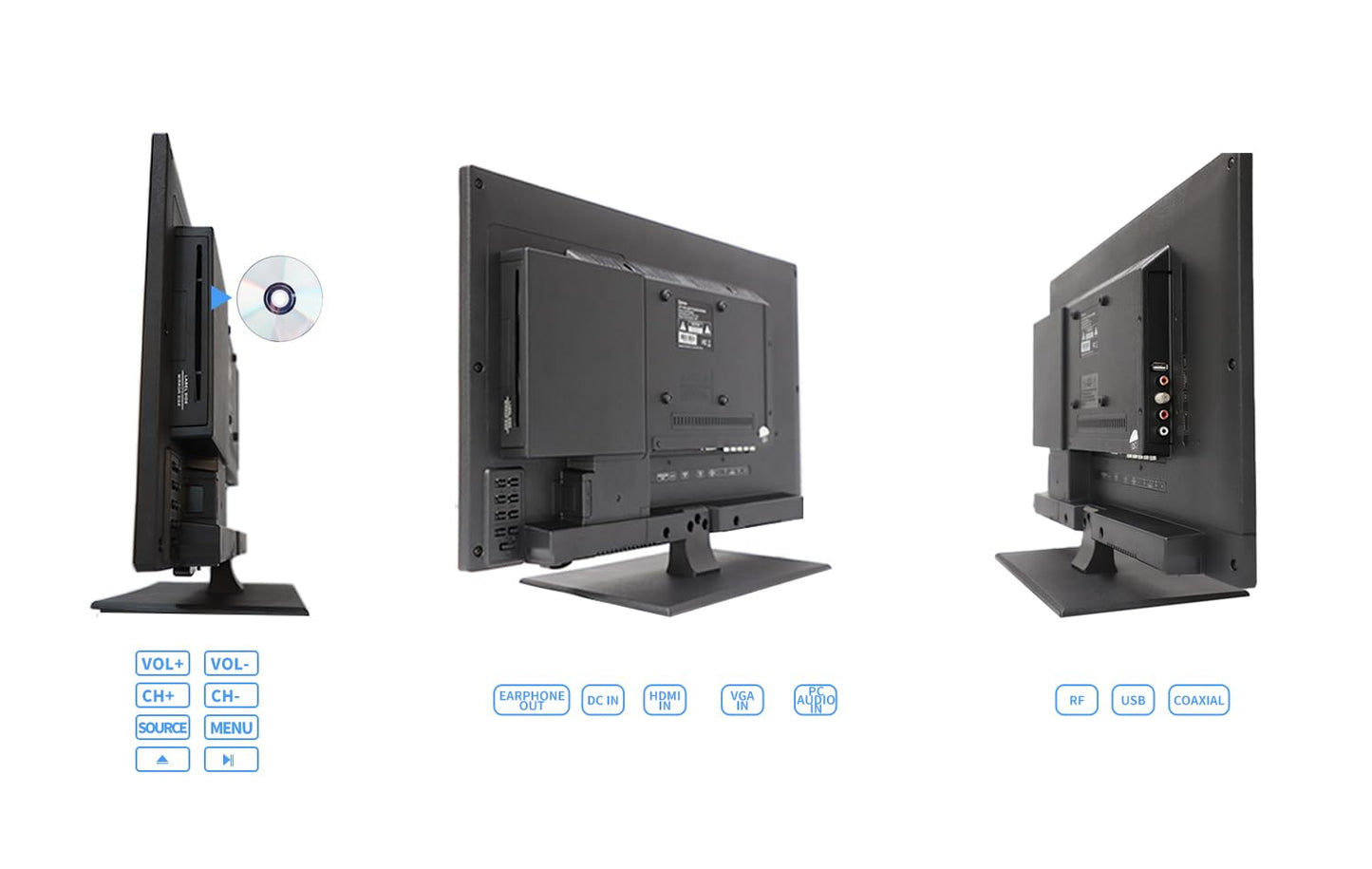 Televisión SYLVOX RV 1080P Negro Compatible para Coche y Autocaravana