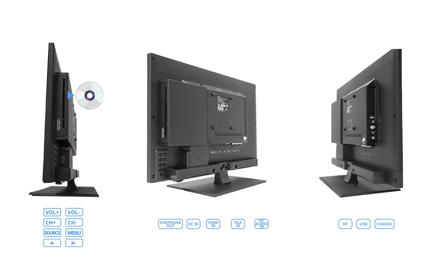 Televisión SYLVOX RV 1080P Negro Compatible para Coche y Autocaravana