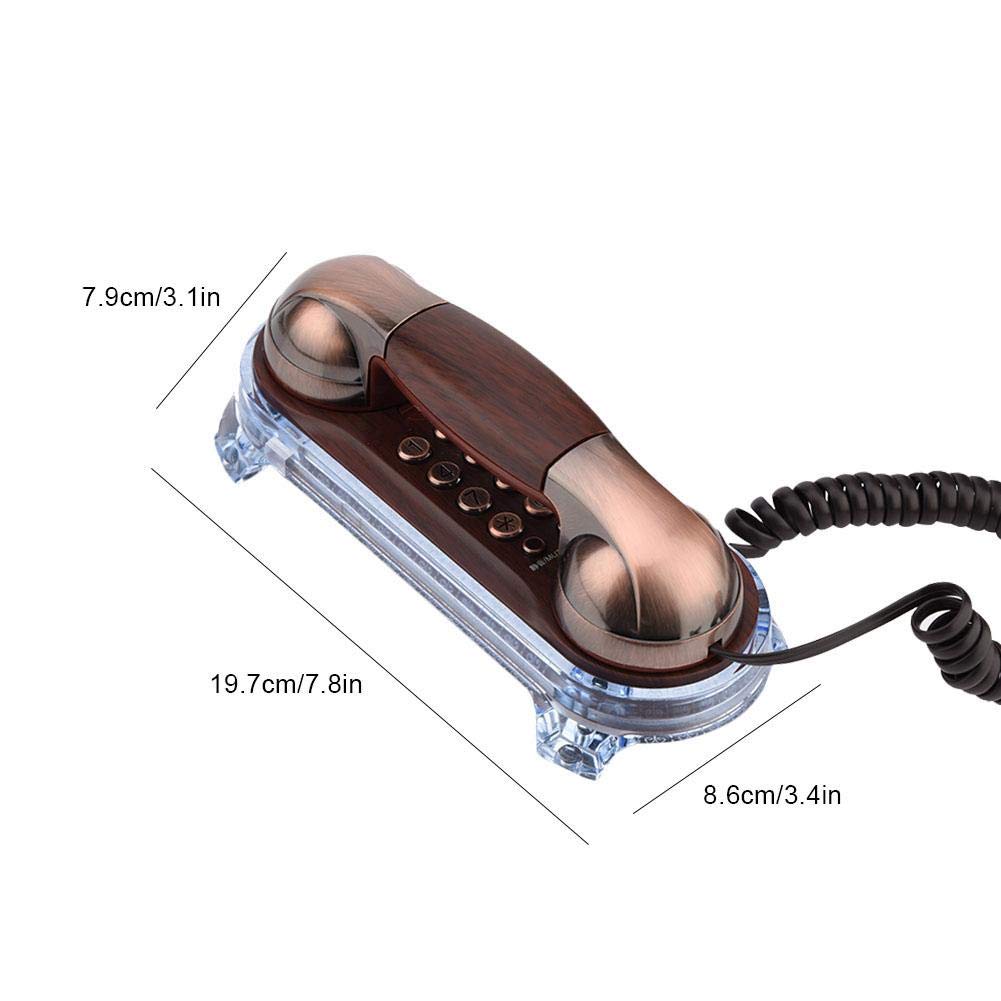 Yoidesu Teléfono Fijo Retro Antiguo Montado en la Pared Teléfono con Cable Teléfono Fijo de la Moda para el Hotel Casero(Cobre Rojo)