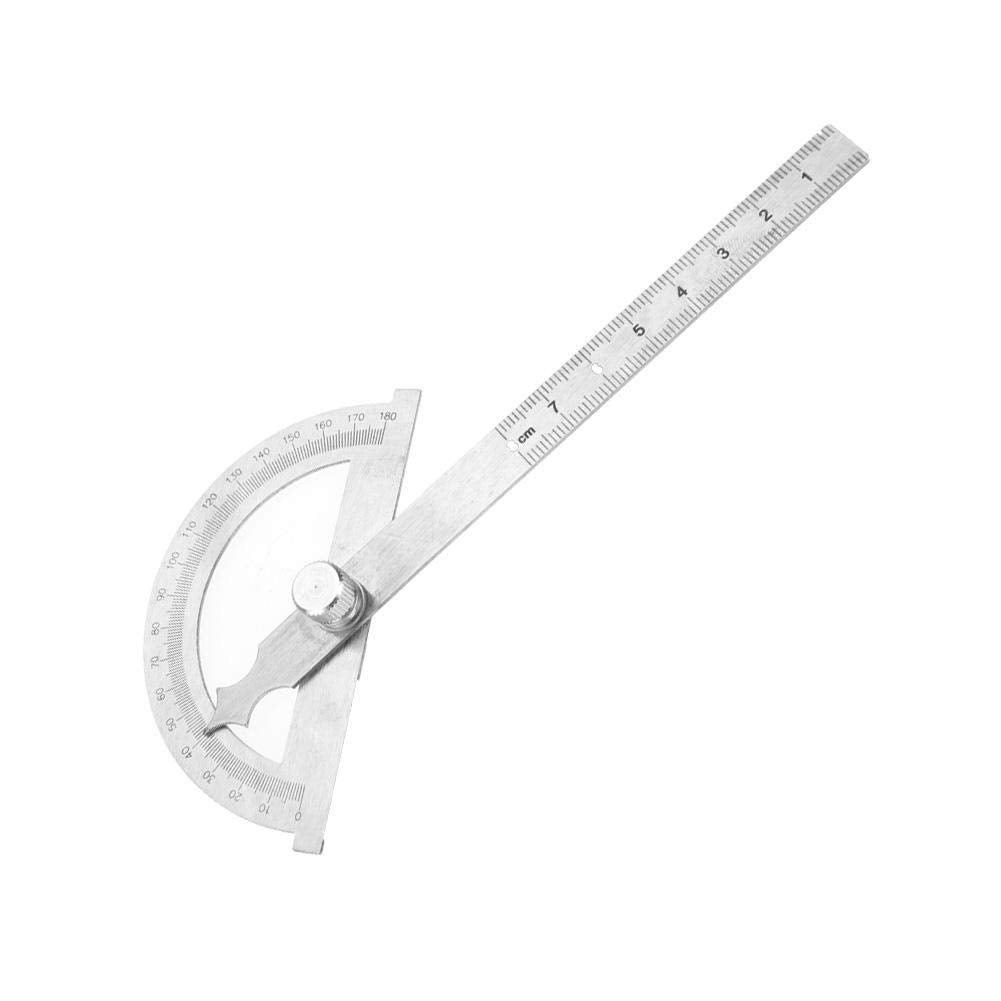 Regla de Transportador de Acero Inoxidable 0-180 Grados Goniómetro 15 cm Indicador de ángulo 80 x 120mm
