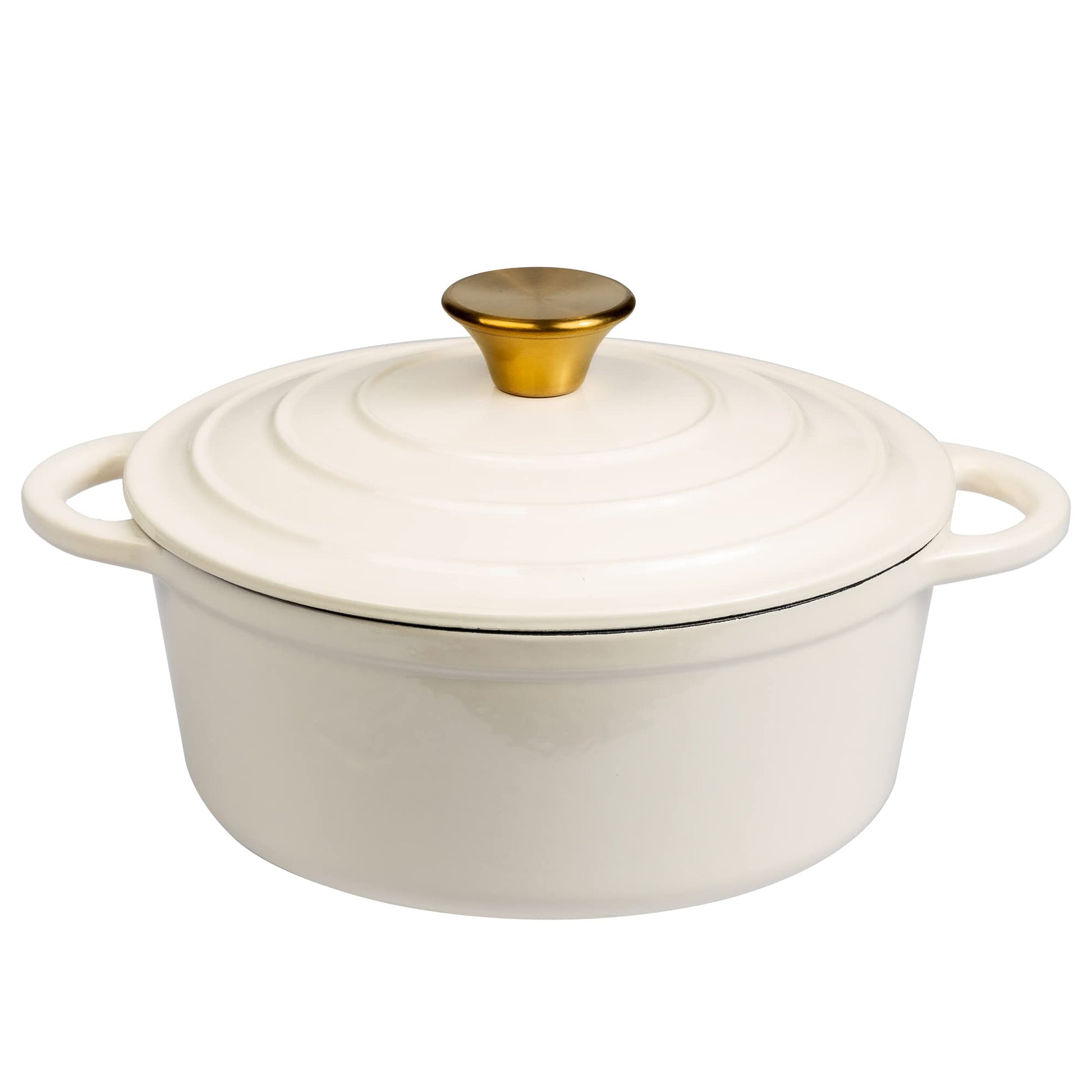 Lexi Home - Olla para horno holandesa esmaltada de hierro fundido con tapa, 2.8 cuartos de galón, sartén, servidor de pasta, olla superior de estufa, plato para pan de masa madre, pollo de cocción