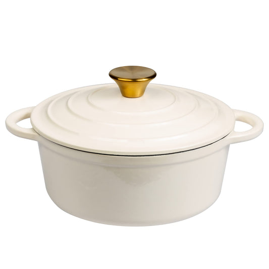 Lexi Home - Olla para horno holandesa esmaltada de hierro fundido con tapa, 2.8 cuartos de galón, sartén, servidor de pasta, olla superior de estufa, plato para pan de masa madre, pollo de cocción