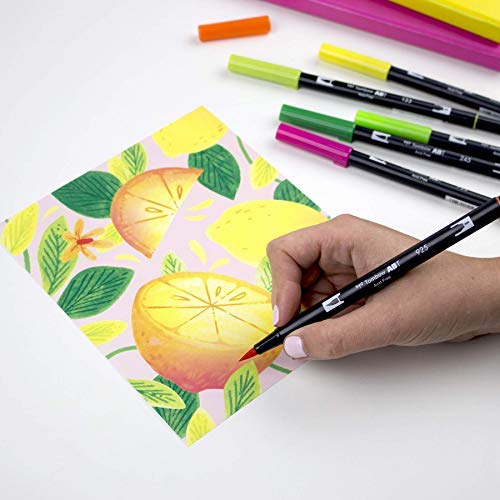 Marcadores de Arte Dual Brush Pen Tombow Citrus, 10-Pack Blendable con Puntas Pincel y Fina