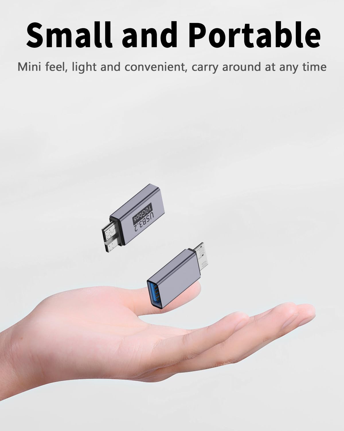 Adaptador USB 3.2 Danfetsoy Gris Micro B a USB A 10 Gbps para Discos Duros Externos