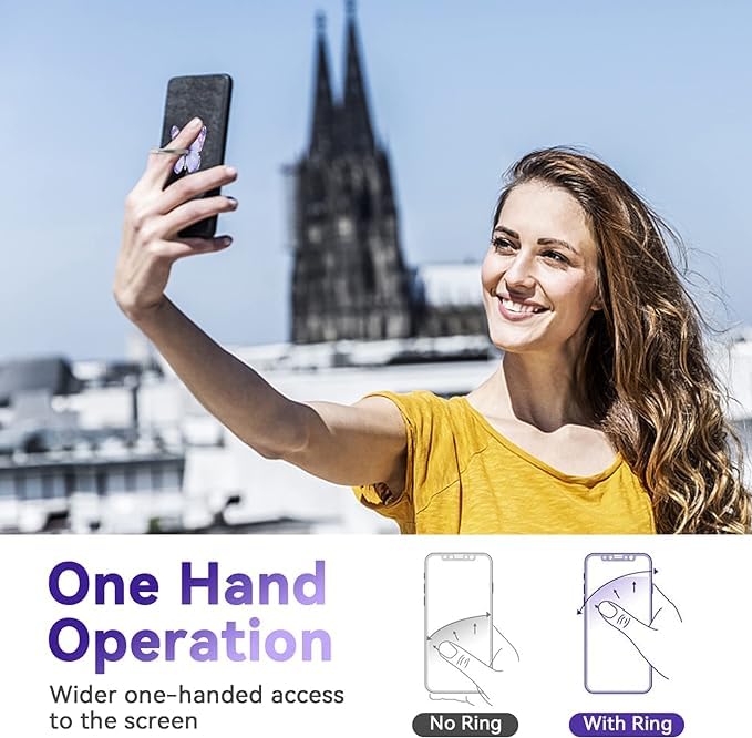 Soporte de Anillo HZZADZXW Mariposa Metal Giratorio 360° con Lazo Ajustable para Teléfono Celular