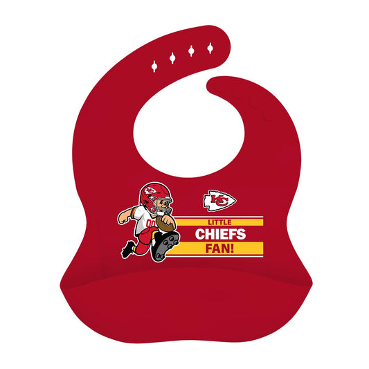 Babero Silicona Baby Fanatic Rojo Suave Impermeable Ajustable Kansas City Chiefs para Bebé Unisex