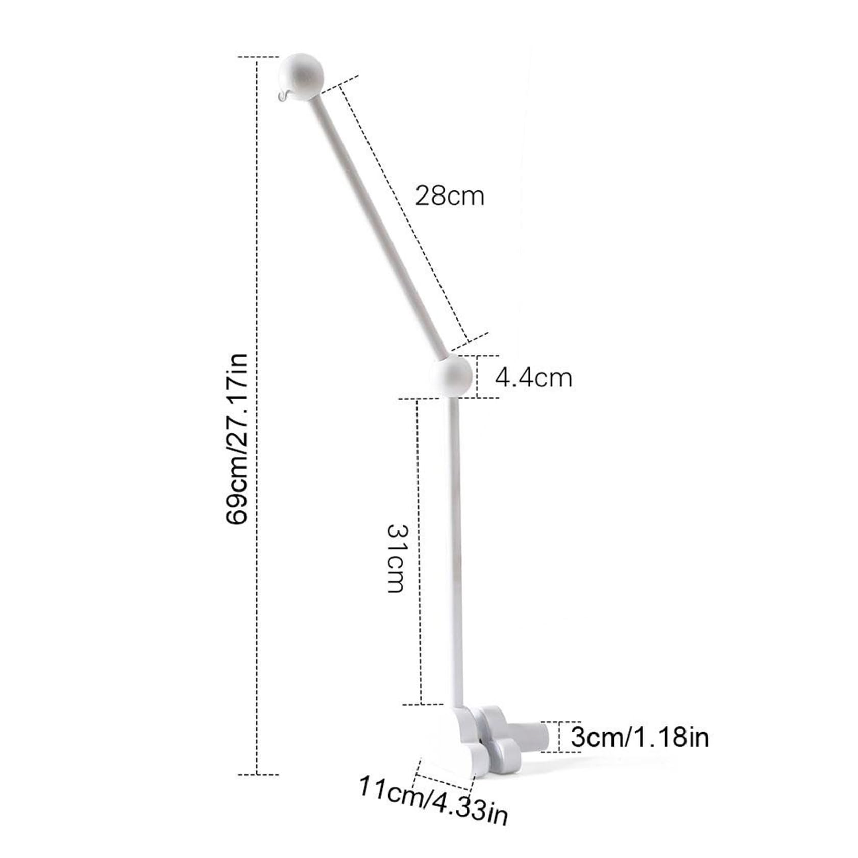 Brazo móvil para cuna, cuna de bebé brazo móvil 27.17 pulgadas Diseño de nube de madera soporte ajustable ajustable lindo timbre de la cama de la cama sopor del colgador de viento