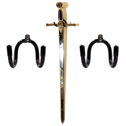 Gancho de pared ajustable flexible para colgar espadas, soporte universal para espada, daga, hacha, llave, visualización vertical/horizontal, lo suficientemente resistente, paquete de 2