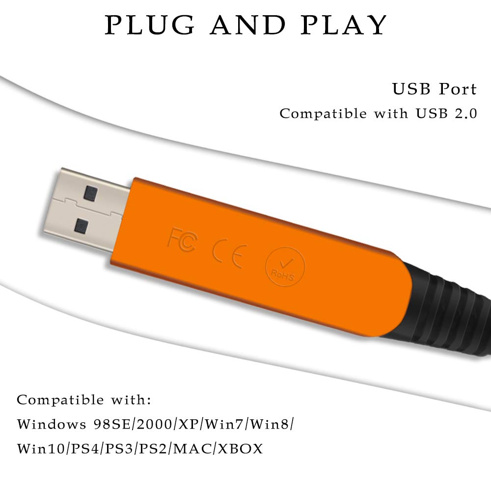 Cable USB YESPURE Dorado para Guitarra Compatible con PC, Mac, Xbox, PS4, PS3, PS2