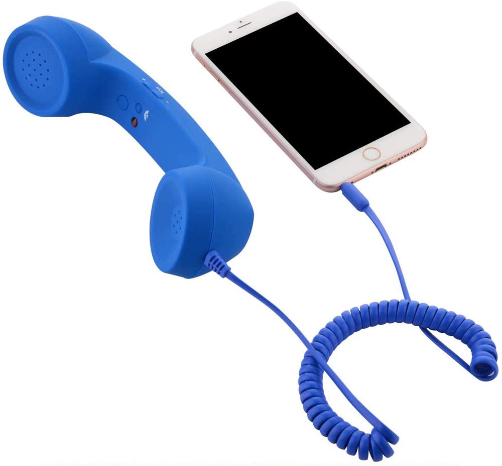Altavoz Retro YTYKINOY Azul para Teléfono Celular y Micrófono para iPhone, iPad y Smartphones