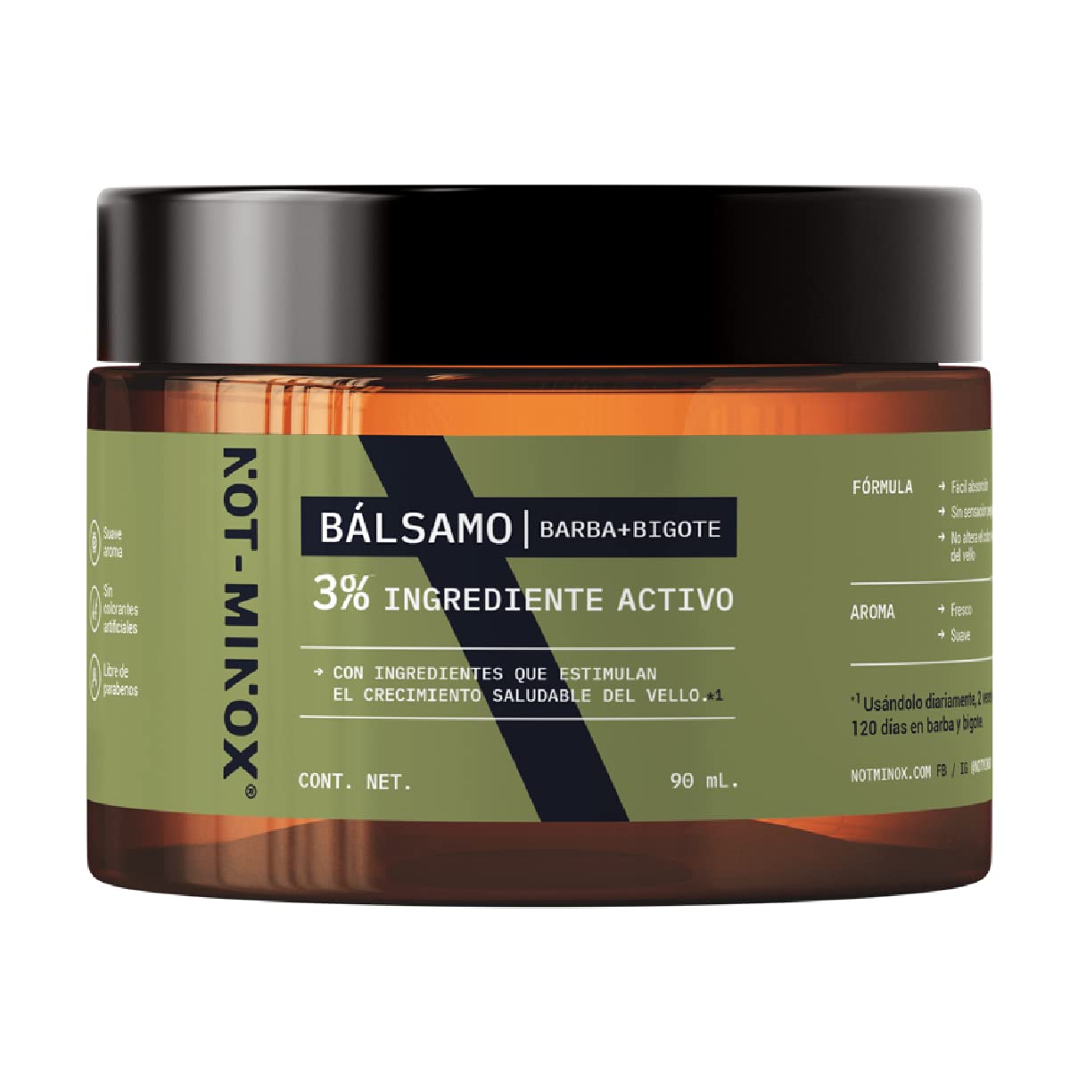 Bálsamo para Crecimiento de Barba y Bigote NOT-MINOX Media o Huecos con Biotina 3% para Hombre