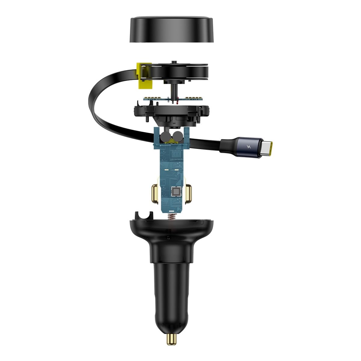 Baseus Enjoyment Pro Cargador de Coche con Cable Tipo-C Retráctil 60W, Negro