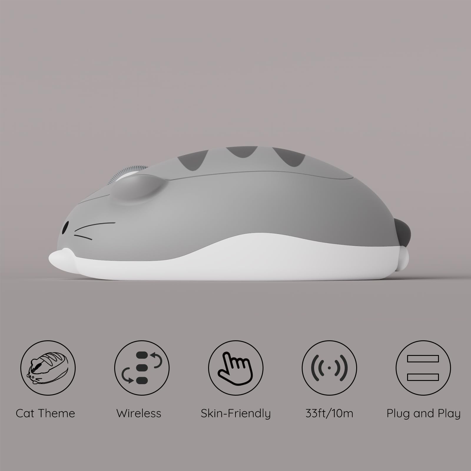 Mouse Inalámbrico Akko Cat Theme 2.4 GHz con Receptor USB para Juegos