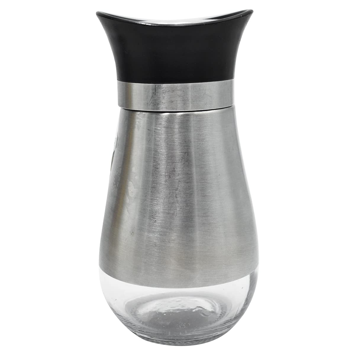 Par de Saleros Top Choice Acero Inoxidable Plateado con Base de Cristal Rellenable