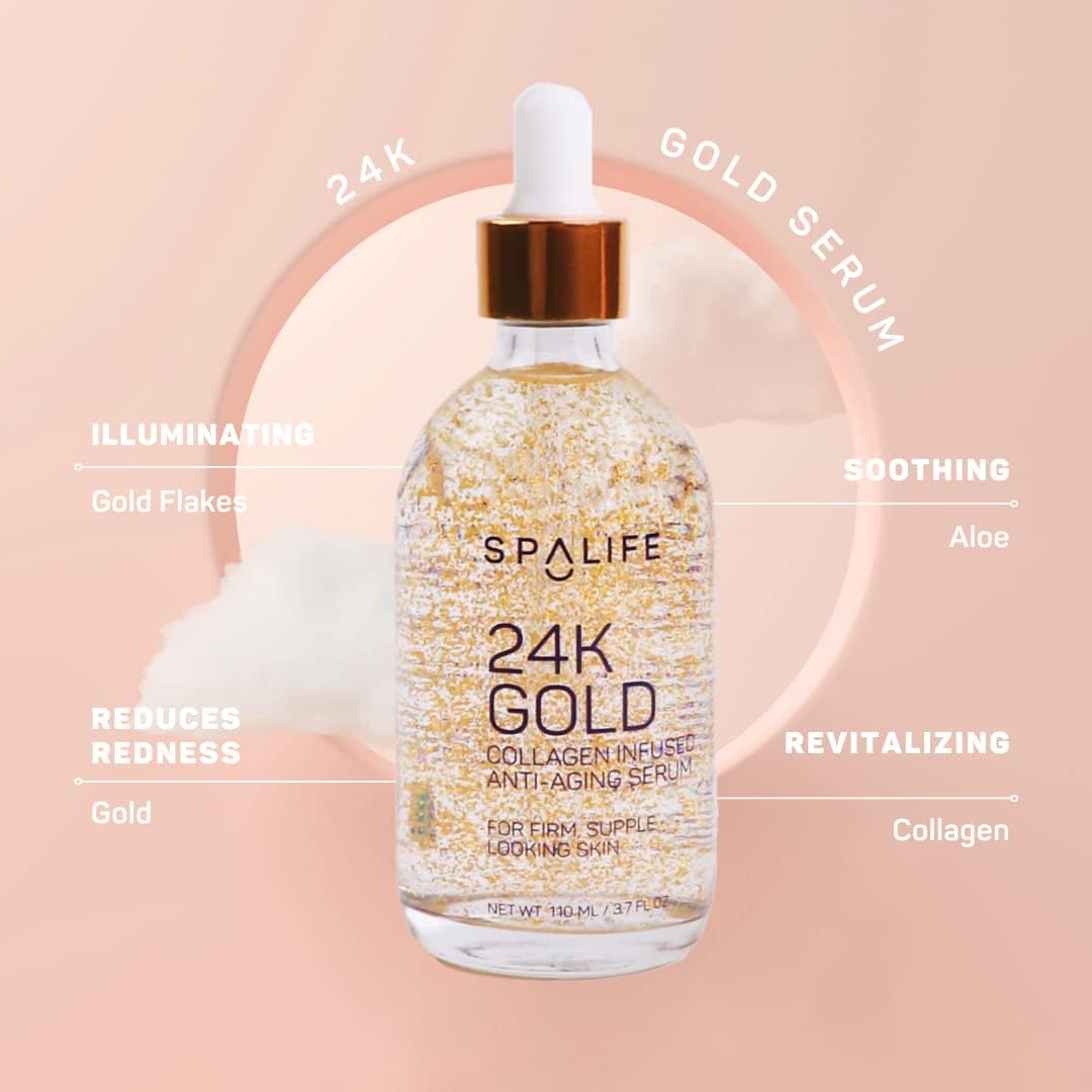SpaLife Spa Life 24k Gold and Hyaluronic Pearl Collagen Infused Nourishing Serum 2 Pack