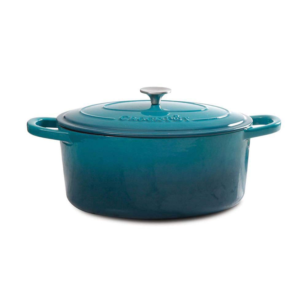 Crock Pot Olla, horno holandés redondo, Turquesa Degradado, 4.73 l, 1