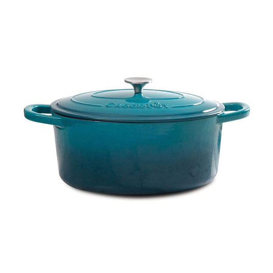 Crock Pot Olla, horno holandés redondo, Turquesa Degradado, 4.73 l, 1