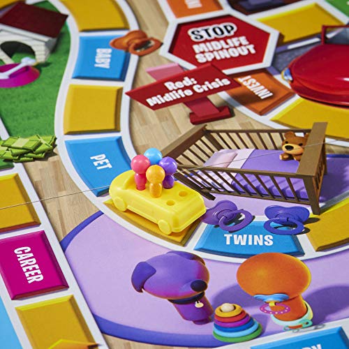 Hasbro Gaming The Game of Life, Juego de Mesa Familiar para 2 a 4 Jugadores, Juego de Interior para niños de 8 años en adelante, Clavijas Vienen en 6 Colores
