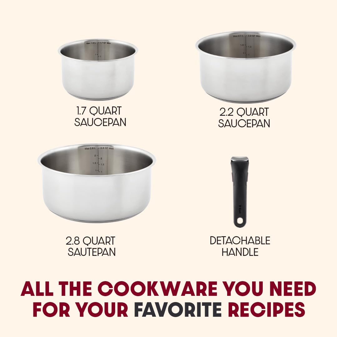 Juego de Utensilios de Cocina T-fal Ingenio Expertise Acero Inoxidable Aptos para Horno y Lavaplatos