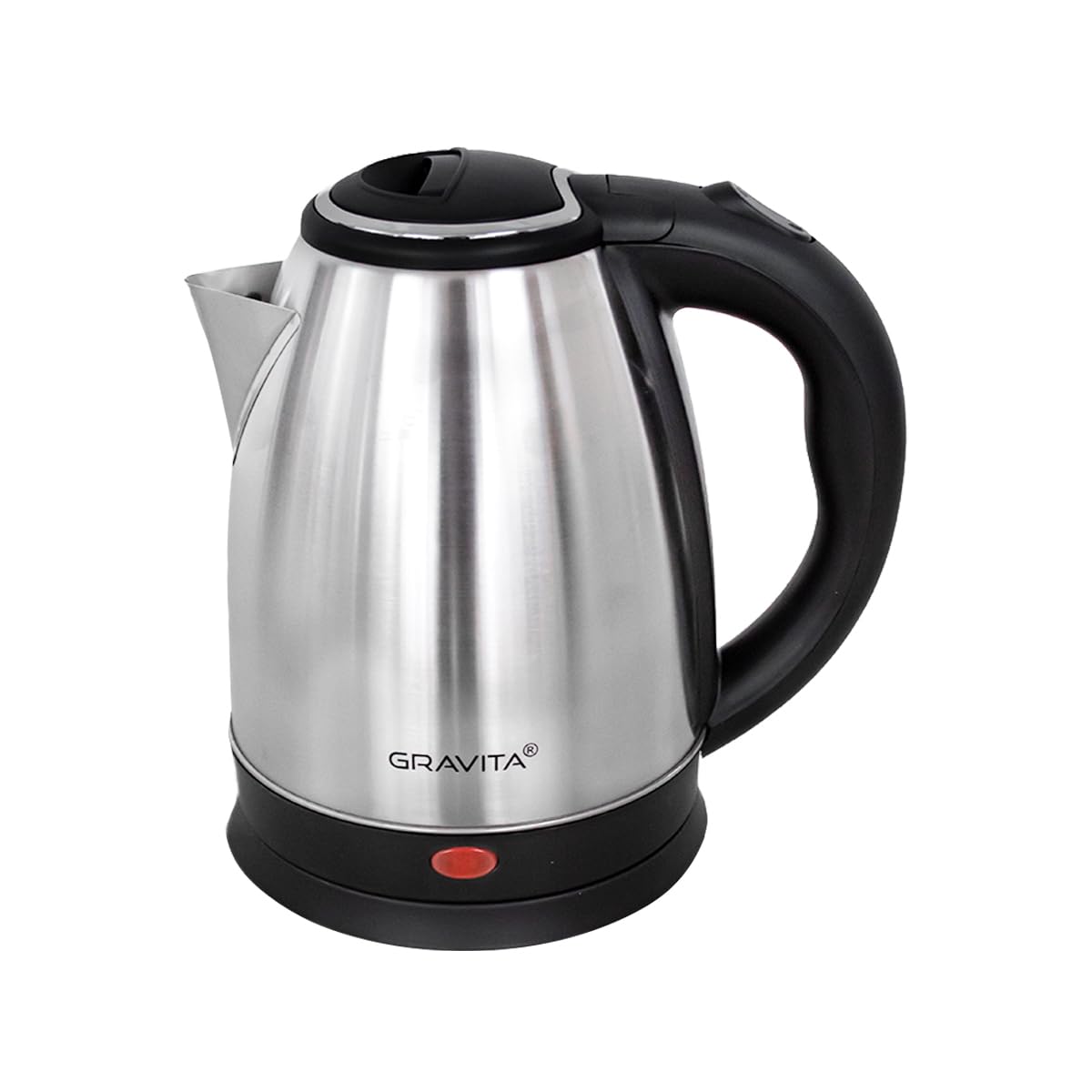 GRAVITA Cafetera Tetera Eléctrica Hervidor de Agua Capacidad 2 Litros, Cuerpo de Acero Inoxidable con Sistema de Ebullición Rápida, Apagado Automático, Potencia 900W.