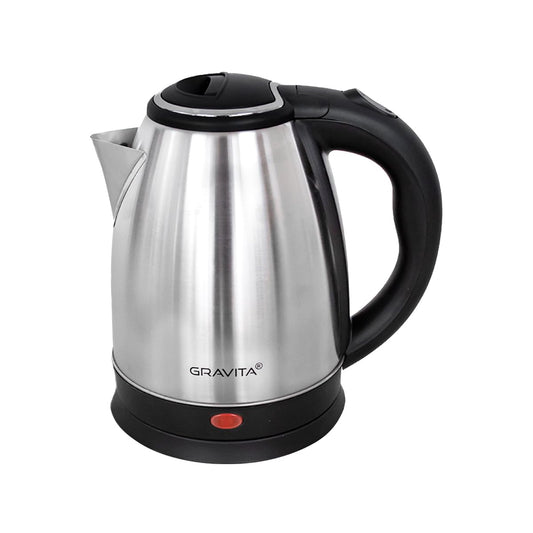 GRAVITA Cafetera Tetera Eléctrica Hervidor de Agua Capacidad 2 Litros, Cuerpo de Acero Inoxidable con Sistema de Ebullición Rápida, Apagado Automático, Potencia 900W.