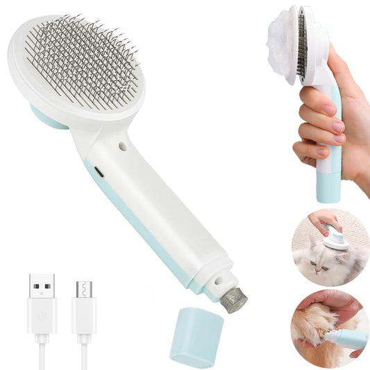 JESWO 2 en 1 Cepillo para Perro y Gato con Cortauñas Eléctrico, Autolimpiante Peines Quita Pelo de Mascotas, Limador de Uñas para Gato Sin Dolor Silencioso, Masaje y Peinado de Mascotas