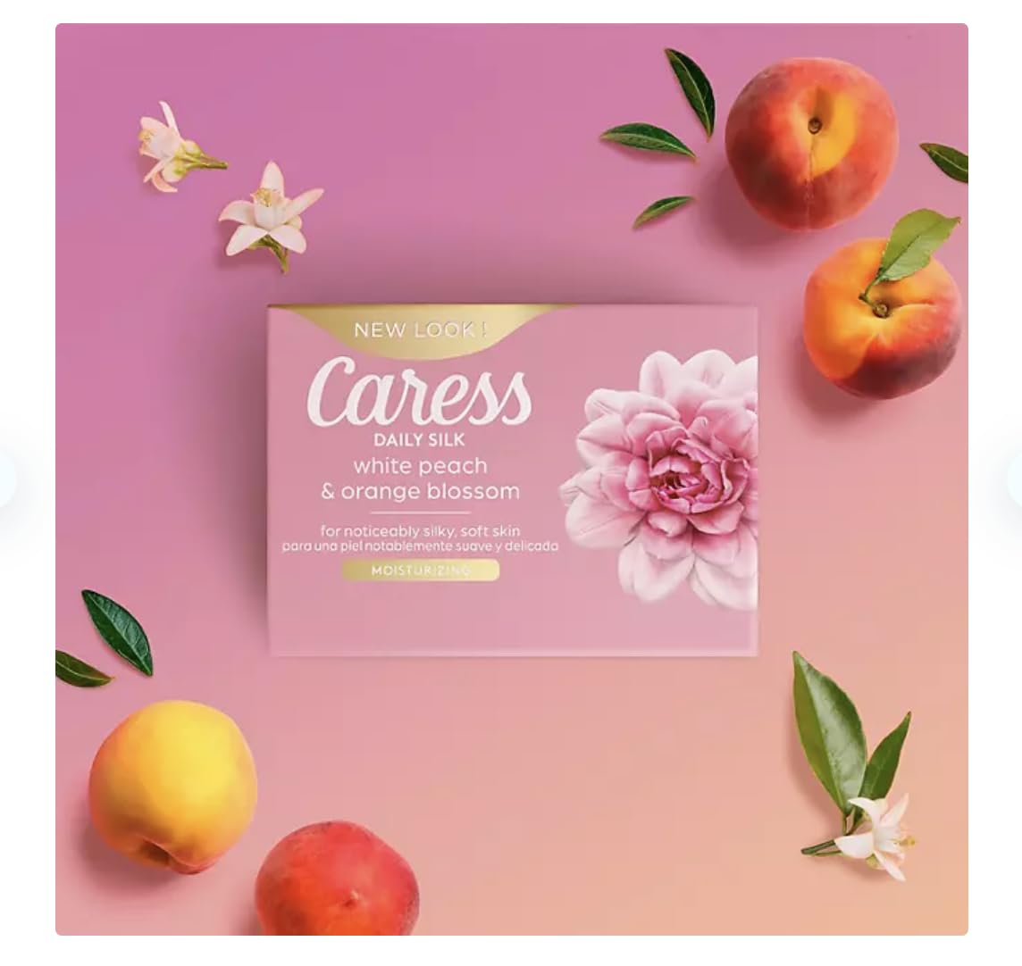 Caress Jabón Corporal en Barra con Durazno y Flor de Naranjo, Caress, 16 piezas
