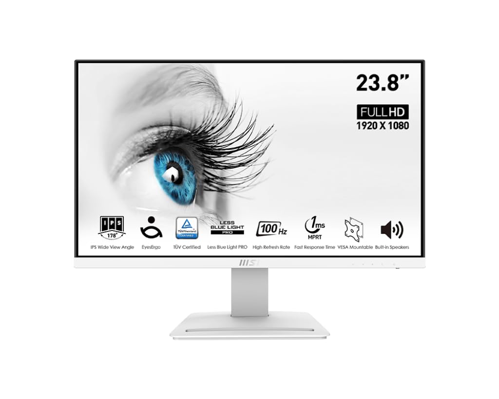 MSI IPS FHD de 24 Pulgadas (1920 x 1080) no Deslumbrante con Bisel súper Estrecho 100HZ 1ms 16:9 con Soporte de inclinación (Pro MP243XW)