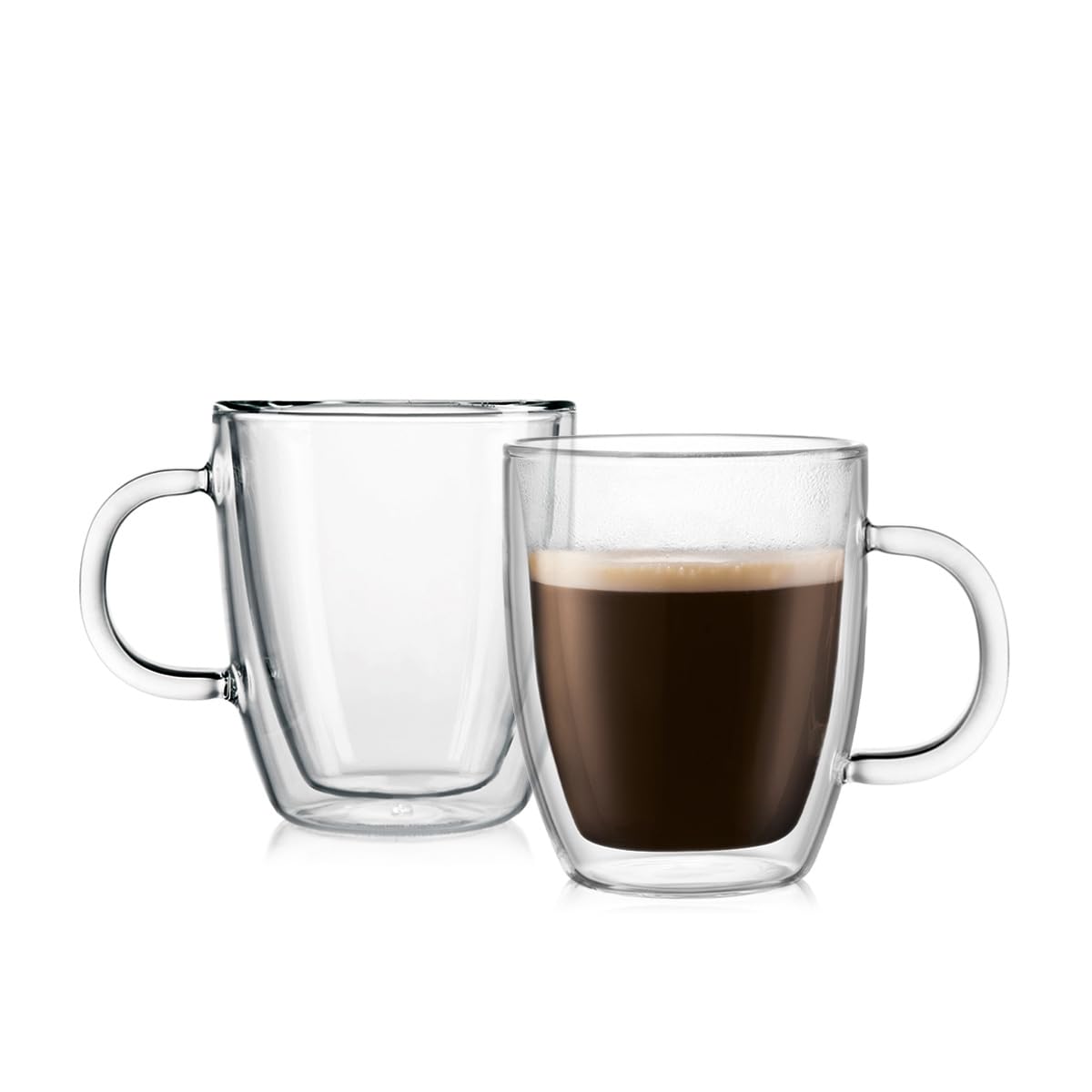 Bodum Bistro Double-Wall Insulated tazas espresso (Cristal, 5-Ounce, Conjunto de 2, Empaque original, Transparente, 1