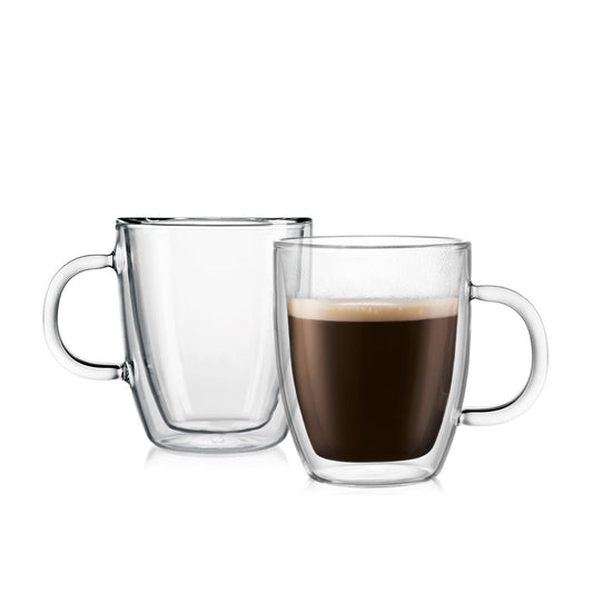Bodum Bistro Double-Wall Insulated tazas espresso (Cristal, 5-Ounce, Conjunto de 2, Empaque original, Transparente, 1