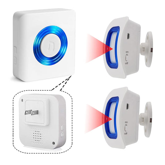Alarma inalámbrica con sensor de movimiento para interiores, alarma de cama y prevención de caídas para ancianos/pacientes de demencia/niños (2 detector de movimiento + 1 receptor)