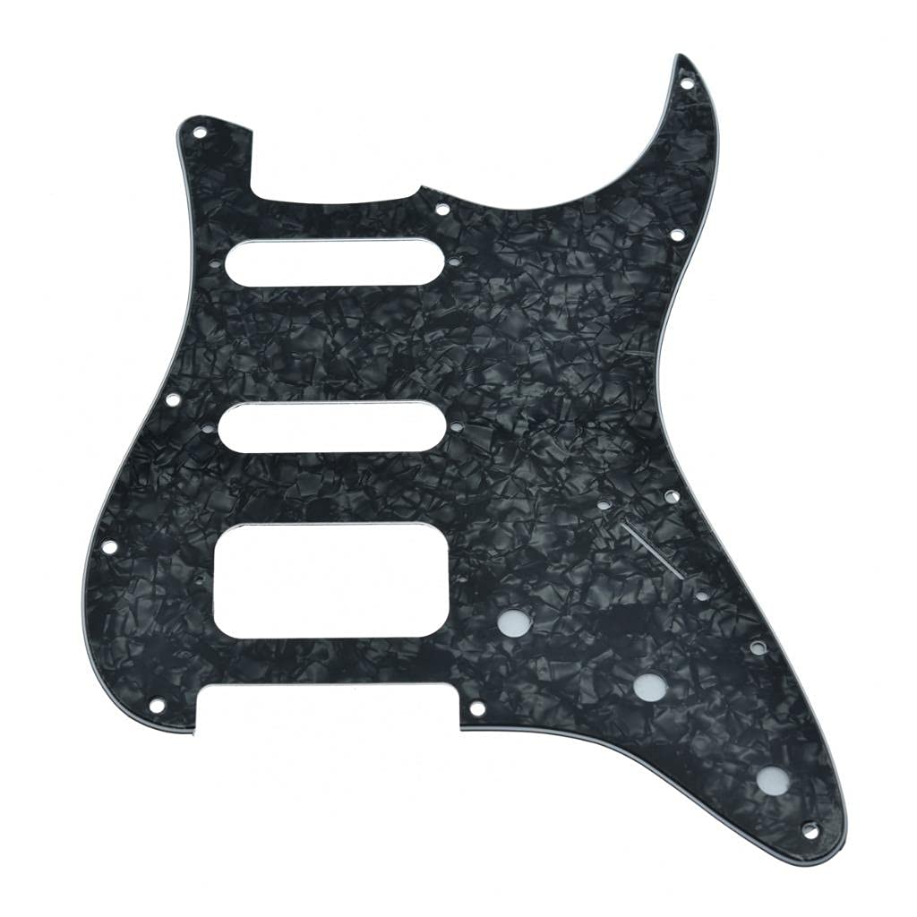 Dopro Golpeador de guitarra Strat HSS de 11 agujeros, 2 tripulaciones Humbucking para American FD Stratocaster Black Pearl