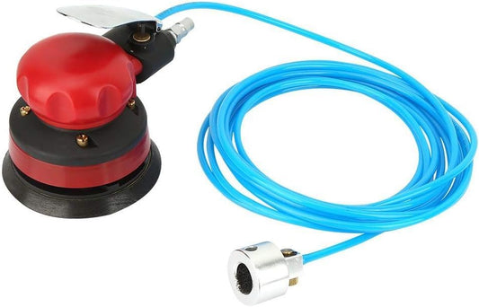 High Eagle Disco de lijadora orbital húmedo neumático de 5 pulgadas, portátil, práctico kit de pulidora de palma de aire con tubo de agua de junta de entrada