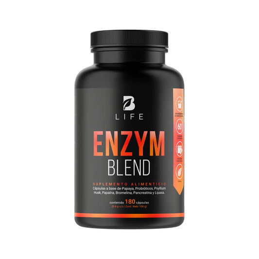 Enzimas Digestivas Enzym Blend B Life Papaya y Psyllium Husk 180 Cápsulas 1800 mg Ingredientes Naturales