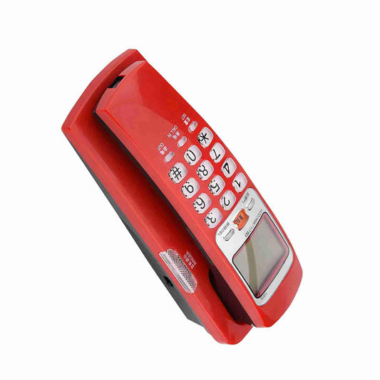 Yoidesu FSK/DTMF Teléfono con Cable Identificación de Llamada Fijo Teléfono de Pared Teléfono Fijo para el Hogar(Rojo)