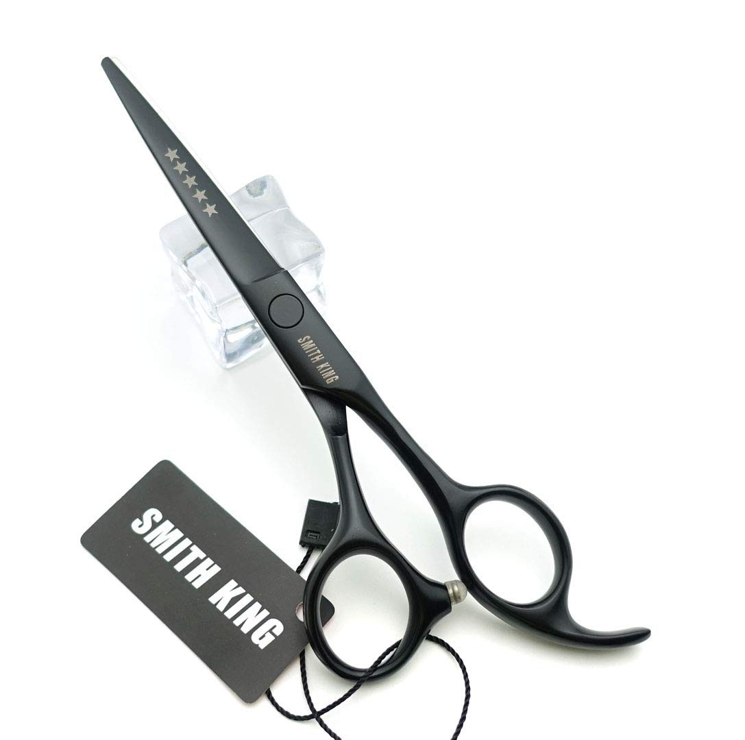 Juego de tijeras de corte de pelo de 12,7 cm con estuche de tijera de piel para cortar el pelo, tijeras de adelgazamiento de pelo para personal y profesional (negro)