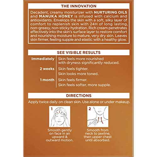 Face Moisturizer by L’Oreal Paris, Age Perfect Hydra-Nutrition Day Cream with Manuka Honey Extract and Nurturing Oils, Anti-Aging Cream to Firm and Improve Elasticity on Dry Skin, Paraben Free, 1.7 oz