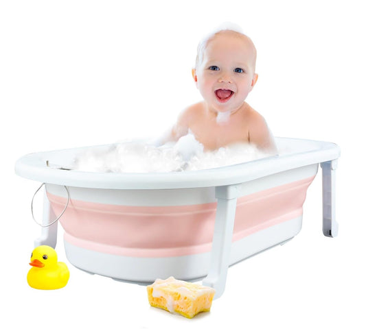 GAON Bañera Plegable para Niños, Tina con Sensor de Temperatura, Bañera Multifuncional con Orificio de Drenaje (Rosa)
