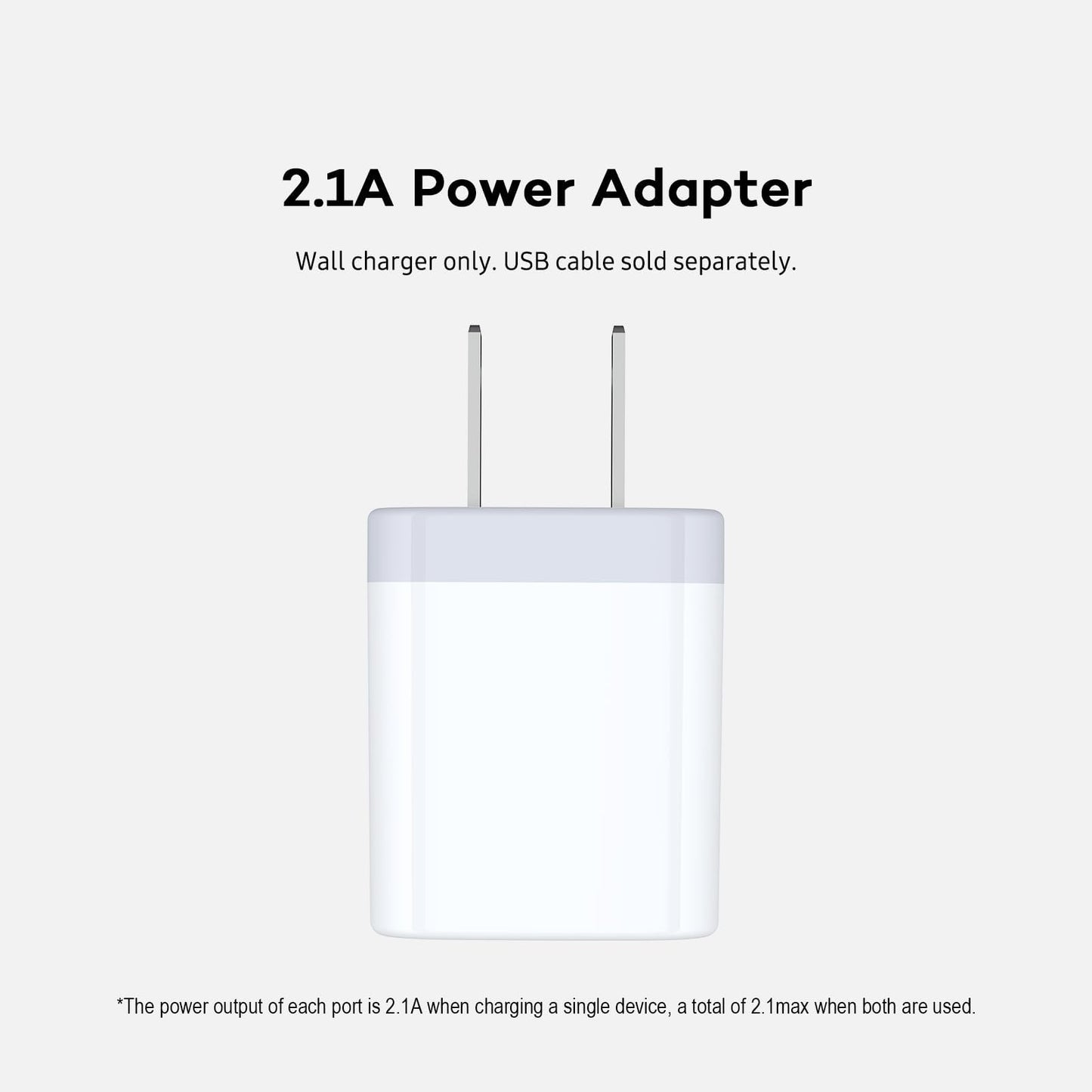 Cargador USB de Pared Ailkin Blanco 2.1Amp de Doble Puerto para iPhone, Samsung Galaxy y Más Dispositivos