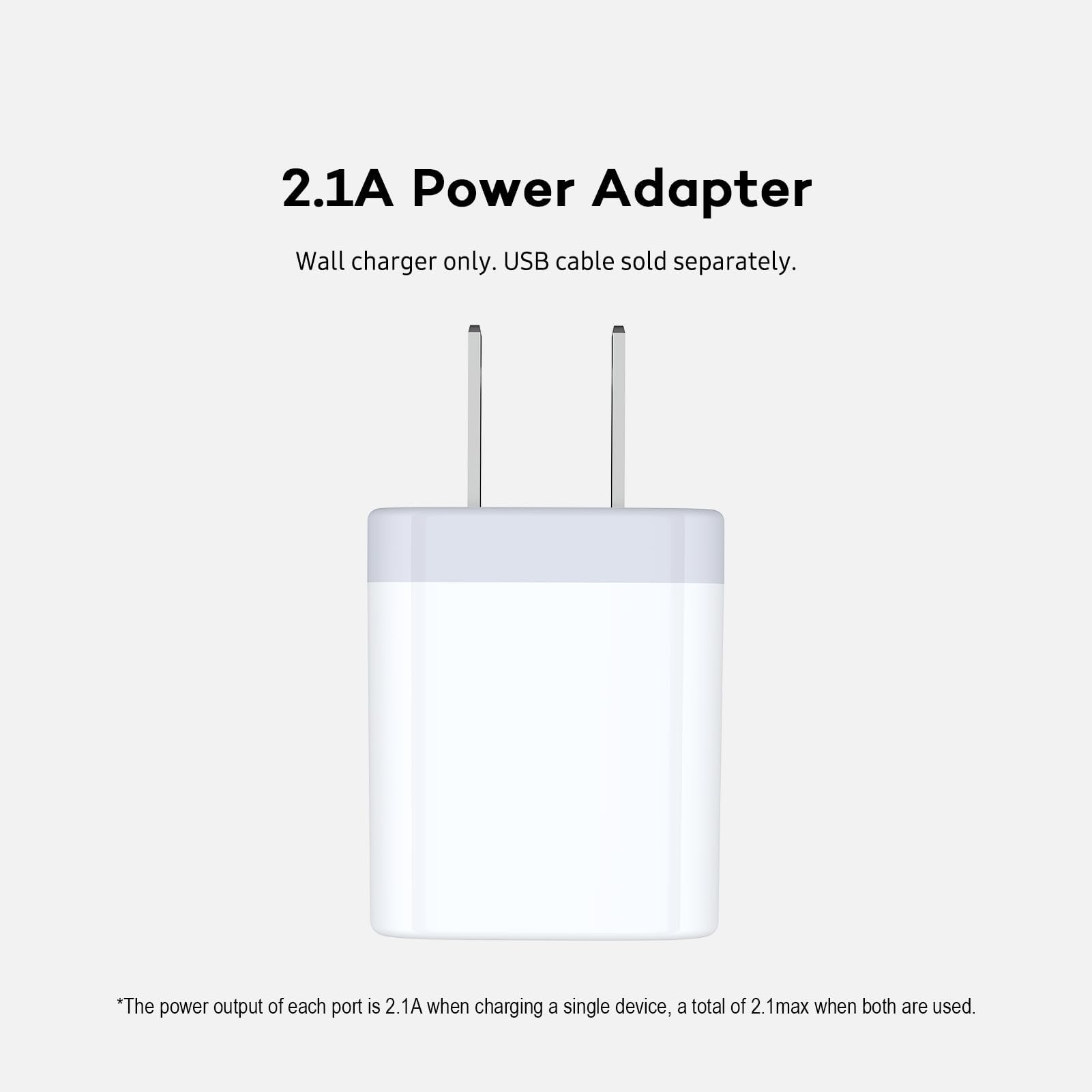 Cargador USB de Pared Ailkin Blanco 2.1Amp de Doble Puerto para iPhone, Samsung Galaxy y Más Dispositivos
