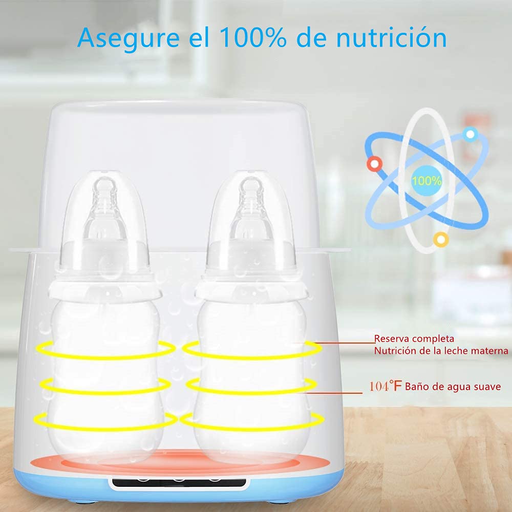 Calienta Biberones para Bebé, 5 in 1 Calienta Biberones Portátil de Botellas Dobles, Inteligente Control Táctil Calienta Biberones Control Preciso de Temperatura para Leche Materna o Fórmula