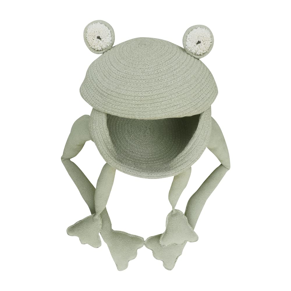 LORENA CANALS - Cesta decorativa de almacenamiento Fred the Frog. Para guarderías y salas de juegos. Hecho a mano en fibras naturales, tintes no tóxicos, Ø 9" x 1' 2"