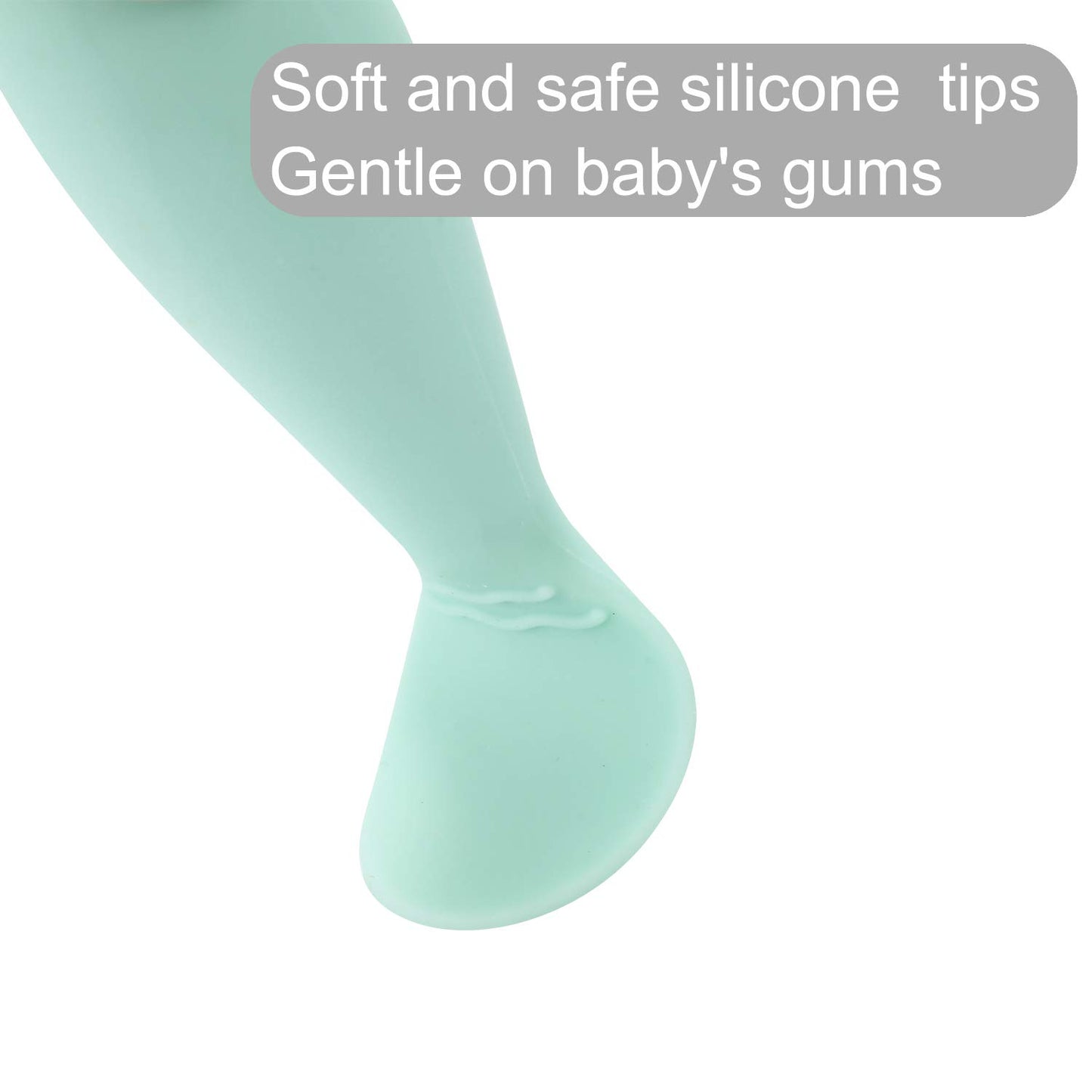 Cucharas PandaEar Rosa Silicona Suave Autoalimentable para Bebé