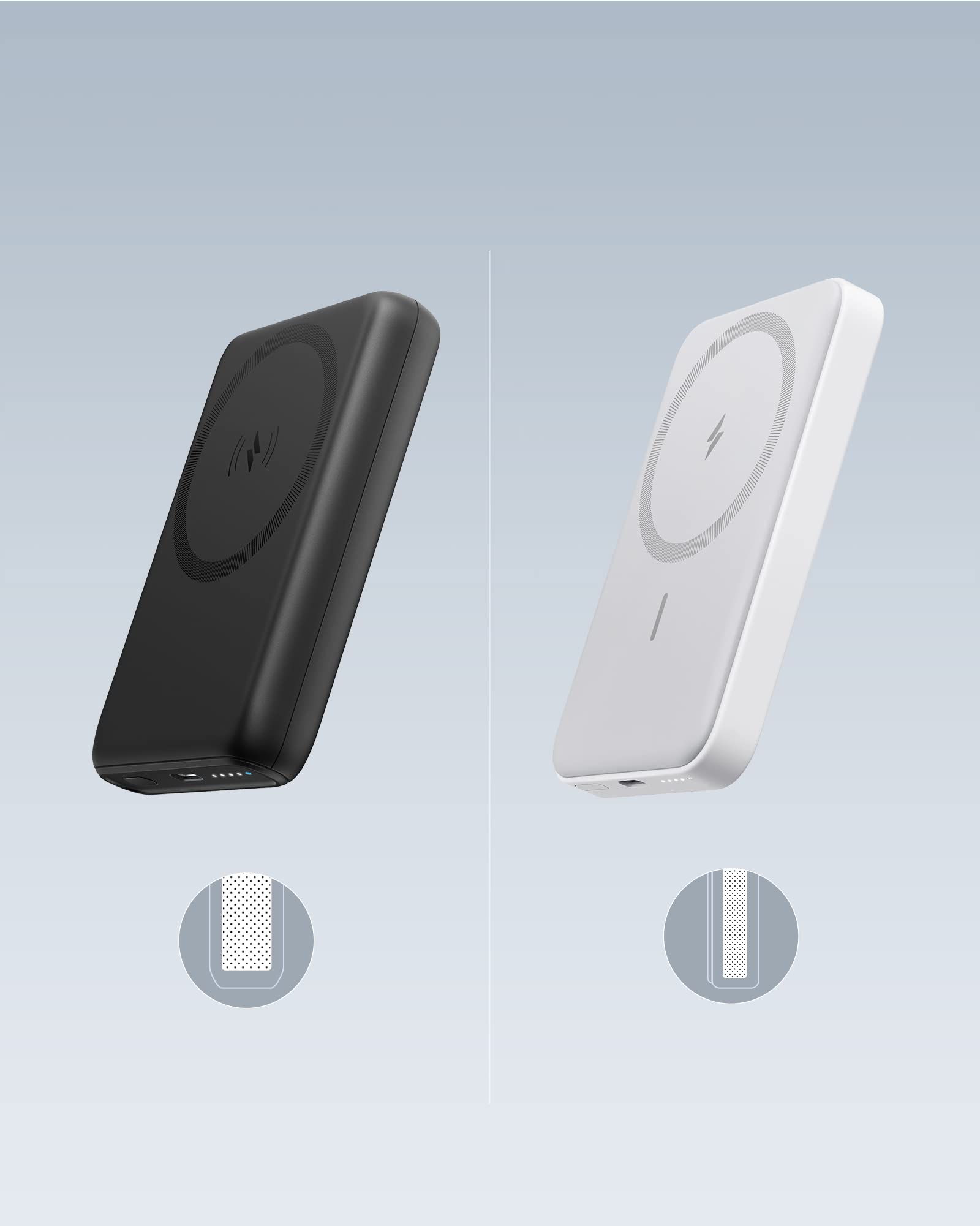 Batería Magnética Anker Blanco Dolomita Plegable 5000 mAh para iPhone 15 y 14 Series