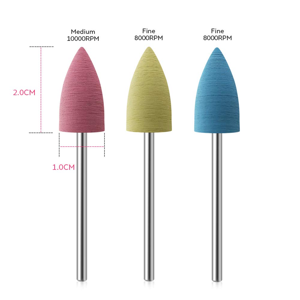 KADS 12 brocas de silicona para uñas de salón de manicura